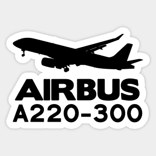 Airbus A220-300 Silhouette Print (Black) Sticker